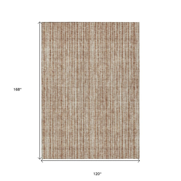 HomeRoots 5' Bright Orange and Beige Striped Indoor-Outdoor Area Rug – Durable, Washable, and Stylish! 10' X 14' 585525