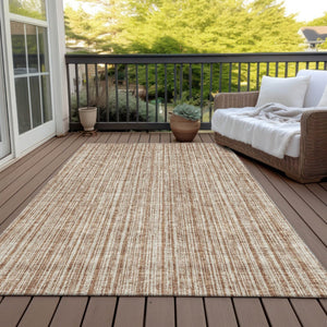 HomeRoots 5' Bright Orange and Beige Striped Indoor-Outdoor Area Rug – Durable, Washable, and Stylish! 10' X 14' 585525