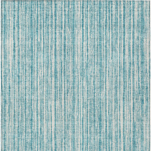 HomeRoots 9' Stylish Teal Blue and Ivory Striped Indoor Outdoor Area Rug for Versatile Spaces & Easy Care 9' X 12' 585530