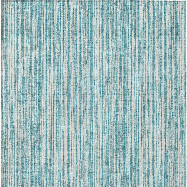 HomeRoots 9' Stylish Teal Blue and Ivory Striped Indoor Outdoor Area Rug for Versatile Spaces & Easy Care 9' X 12' 585530
