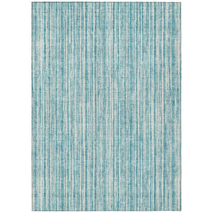 HomeRoots 9' Stylish Teal Blue and Ivory Striped Indoor Outdoor Area Rug for Versatile Spaces & Easy Care 9' X 12' 585530