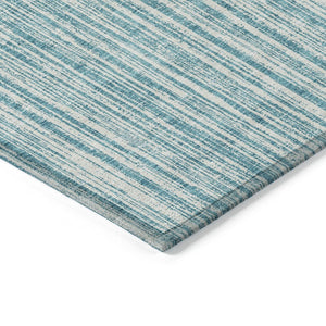 HomeRoots 9' Stylish Teal Blue and Ivory Striped Indoor Outdoor Area Rug for Versatile Spaces & Easy Care 9' X 12' 585530