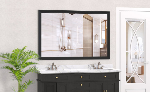 English Elm 60"X40" Oversized Modern Rectangle Mirror - Black Aluminum Frame For Versatile Wall Or Floor Use W708P297675