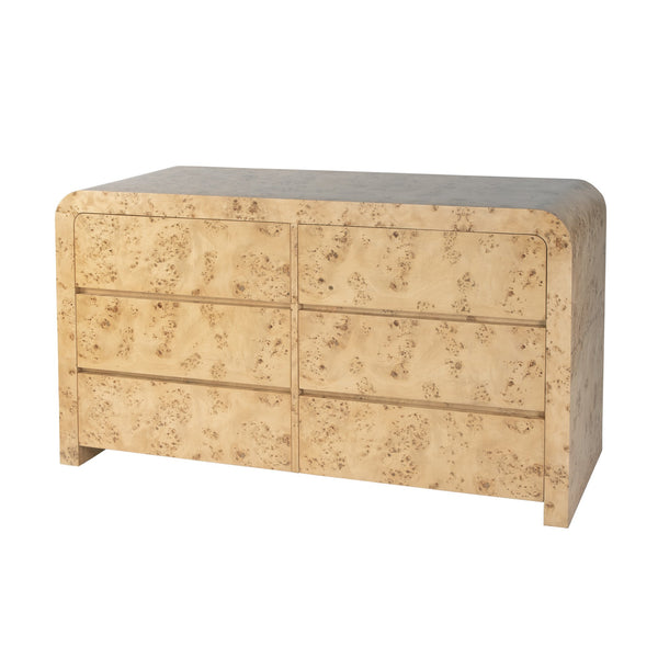 Butler Specialty Butler Cora 60.5 In. W Mappa Burl Wood 6 Drawer Dresser – Elegant Storage Solution For Any Space Light Brown Mixed Wood,Mdf,Mappa Burl Veneer 5855444-butler