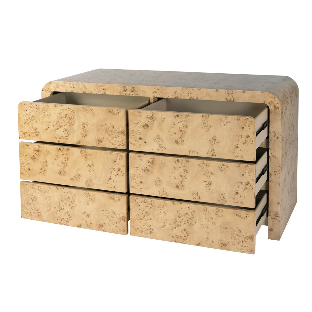 Butler Specialty Butler Cora 60.5 In. W Mappa Burl Wood 6 Drawer Dresser – Elegant Storage Solution For Any Space Light Brown Mixed Wood,Mdf,Mappa Burl Veneer 5855444-butler