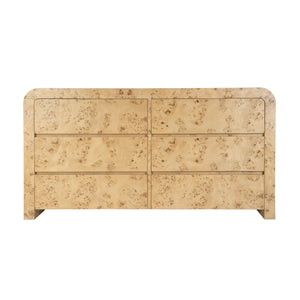 Butler Specialty Butler Cora 60.5 In. W Mappa Burl Wood 6 Drawer Dresser – Elegant Storage Solution For Any Space Light Brown Mixed Wood,Mdf,Mappa Burl Veneer 5855444-butler