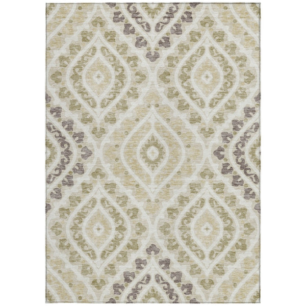 Homeroots 3' Beige Taupe Floral Washable Area Rug - Stylish Indoor Outdoor Design For Versatile Spaces 3' X 5' Polyester 585544