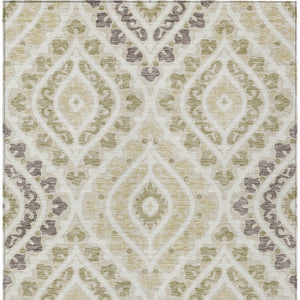 Homeroots 3' Beige Taupe Floral Washable Area Rug - Stylish Indoor Outdoor Design For Versatile Spaces 3' X 5' Polyester 585544