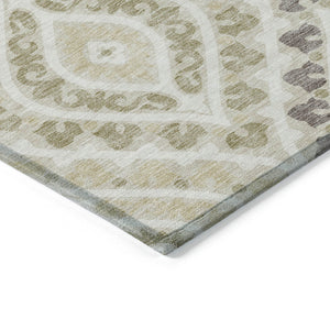 Homeroots 3' Beige Taupe Floral Washable Area Rug - Stylish Indoor Outdoor Design For Versatile Spaces 5' X 8' Polyester 585545