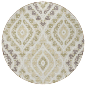 Homeroots 3' Beige Taupe Floral Washable Area Rug - Stylish Indoor Outdoor Design For Versatile Spaces 8' Round Polyester 585546