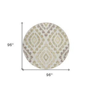Homeroots 3' Beige Taupe Floral Washable Area Rug - Stylish Indoor Outdoor Design For Versatile Spaces 8' Round Polyester 585546