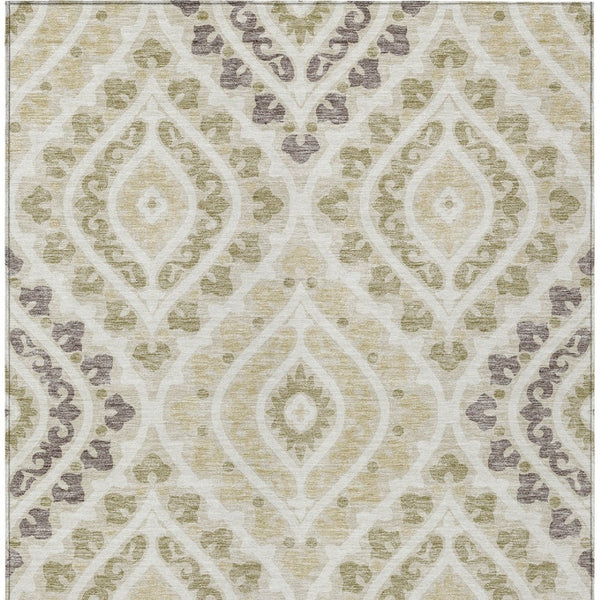 Homeroots 3' Beige Taupe Floral Washable Area Rug - Stylish Indoor Outdoor Design For Versatile Spaces 8' X 10' Polyester 585547