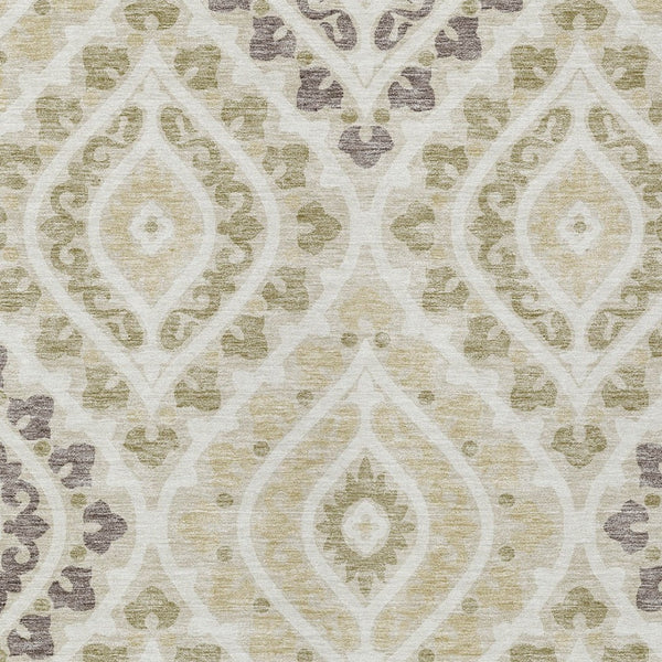 Homeroots 3' Beige Taupe Floral Washable Area Rug - Stylish Indoor Outdoor Design For Versatile Spaces 8' X 10' Polyester 585547