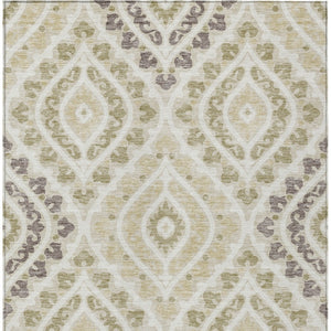 Homeroots 3' Beige Taupe Floral Washable Area Rug - Stylish Indoor Outdoor Design For Versatile Spaces 9' X 12' Polyester 585548