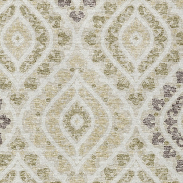 Homeroots 3' Beige Taupe Floral Washable Area Rug - Stylish Indoor Outdoor Design For Versatile Spaces 9' X 12' Polyester 585548