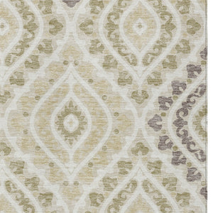 Homeroots 3' Beige Taupe Floral Washable Area Rug - Stylish Indoor Outdoor Design For Versatile Spaces 10' X 14' Polyester 585549