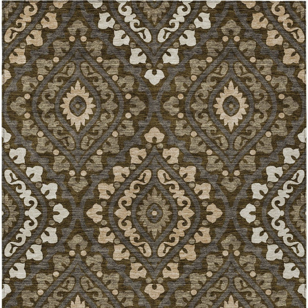 Homeroots 3' Beige Taupe Floral Washable Area Rug - Stylish Indoor Outdoor Design For Versatile Spaces 3' X 5' Polyester 585550