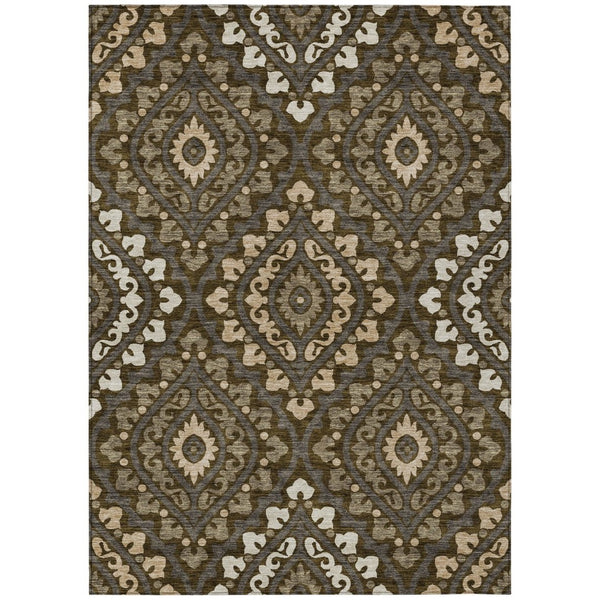 HomeRoots 5' Durable Floral Area Rug in Brown, Taupe, and Gray – Perfect for Indoor and Outdoor Spaces! 5' X 8' 585551