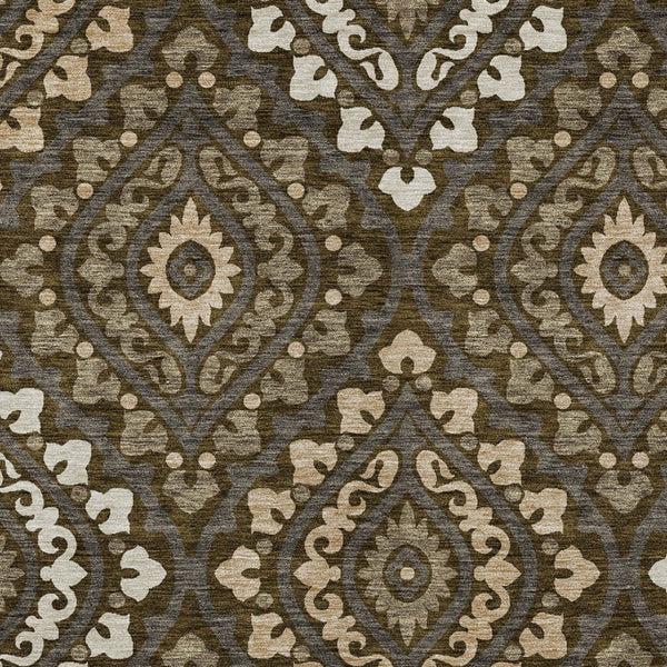 Homeroots 3' Beige Taupe Floral Washable Area Rug - Stylish Indoor Outdoor Design For Versatile Spaces 5' X 8' Polyester 585551