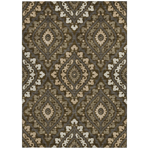 Homeroots 3' Beige Taupe Floral Washable Area Rug - Stylish Indoor Outdoor Design For Versatile Spaces 9' X 12' Polyester 585554