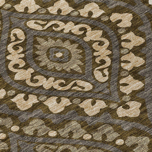 Homeroots 3' Beige Taupe Floral Washable Area Rug - Stylish Indoor Outdoor Design For Versatile Spaces 9' X 12' Polyester 585554