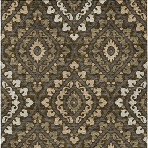 Homeroots 3' Beige Taupe Floral Washable Area Rug - Stylish Indoor Outdoor Design For Versatile Spaces 10' X 14' Polyester 585555