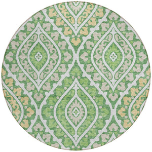 Homeroots 3' Beige Taupe Floral Washable Area Rug - Stylish Indoor Outdoor Design For Versatile Spaces 8' Round Polyester 585558