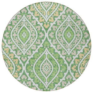 Homeroots 3' Beige Taupe Floral Washable Area Rug - Stylish Indoor Outdoor Design For Versatile Spaces 8' Round Polyester 585558