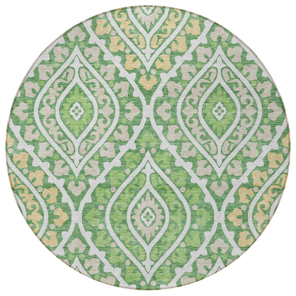 Homeroots 3' Beige Taupe Floral Washable Area Rug - Stylish Indoor Outdoor Design For Versatile Spaces 8' Round Polyester 585558