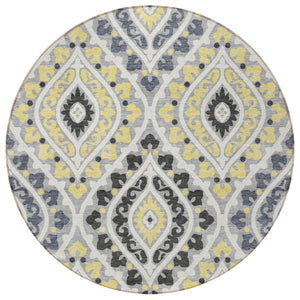 Homeroots 3' Beige Taupe Floral Washable Area Rug - Stylish Indoor Outdoor Design For Versatile Spaces 8' Round Polyester 585564