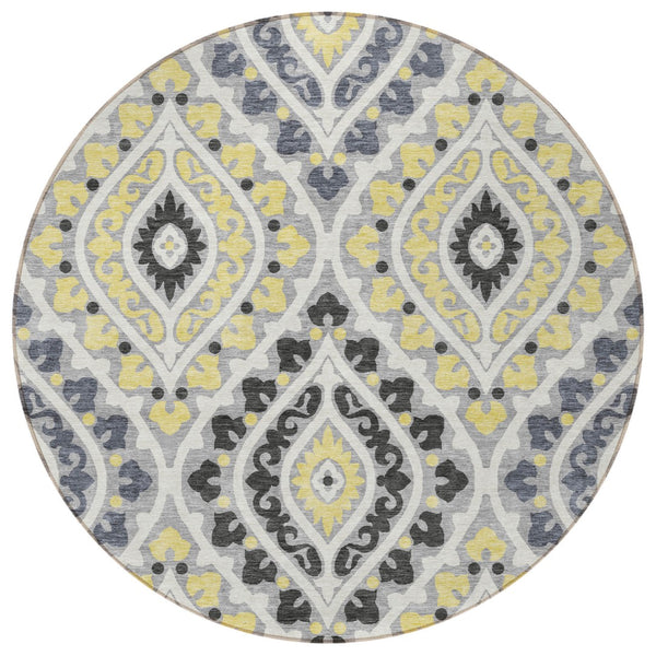 Homeroots 3' Beige Taupe Floral Washable Area Rug - Stylish Indoor Outdoor Design For Versatile Spaces 8' Round Polyester 585564