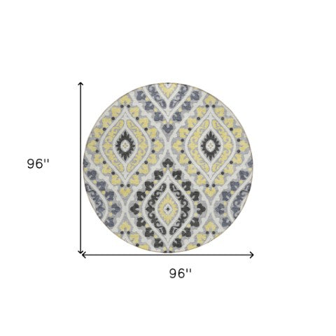 Homeroots 3' Beige Taupe Floral Washable Area Rug - Stylish Indoor Outdoor Design For Versatile Spaces 8' Round Polyester 585564