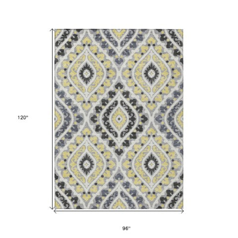 Homeroots 3' Beige Taupe Floral Washable Area Rug - Stylish Indoor Outdoor Design For Versatile Spaces 8' X 10' Polyester 585565