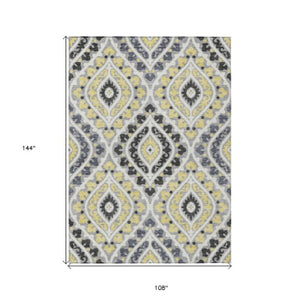 Homeroots 3' Beige Taupe Floral Washable Area Rug - Stylish Indoor Outdoor Design For Versatile Spaces 9' X 12' Polyester 585566
