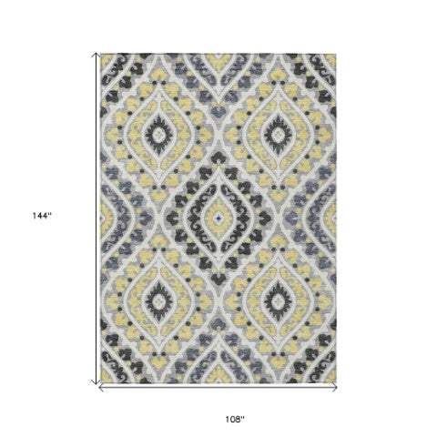Homeroots 3' Beige Taupe Floral Washable Area Rug - Stylish Indoor Outdoor Design For Versatile Spaces 9' X 12' Polyester 585566