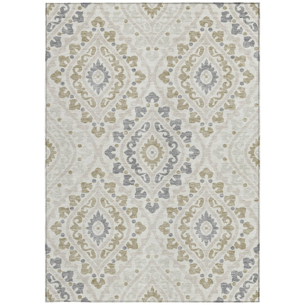 Homeroots 3' Beige Taupe Floral Washable Area Rug - Stylish Indoor Outdoor Design For Versatile Spaces 3' X 5' Polyester 585568