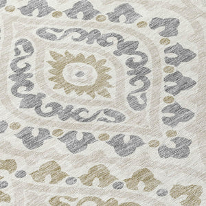 Homeroots 3' Beige Taupe Floral Washable Area Rug - Stylish Indoor Outdoor Design For Versatile Spaces 3' X 5' Polyester 585568