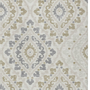 Homeroots 3' Beige Taupe Floral Washable Area Rug - Stylish Indoor Outdoor Design For Versatile Spaces 5' X 8' Polyester 585569