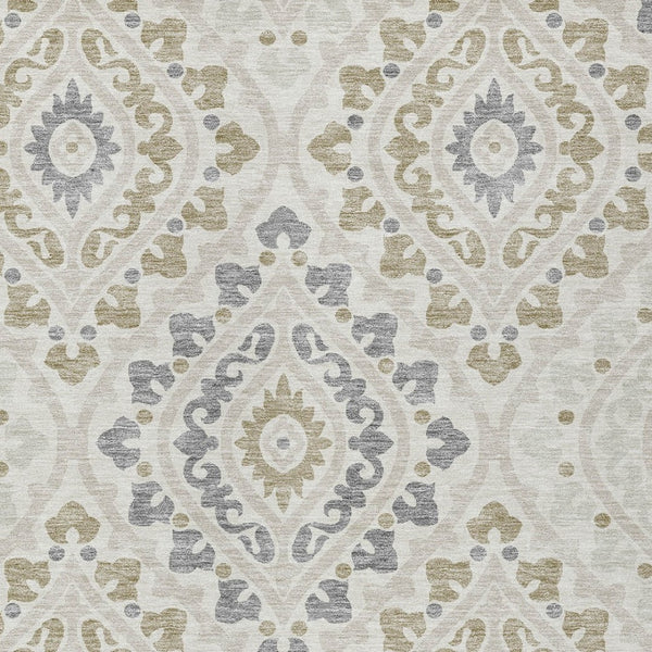 Homeroots 3' Beige Taupe Floral Washable Area Rug - Stylish Indoor Outdoor Design For Versatile Spaces 8' X 10' Polyester 585571