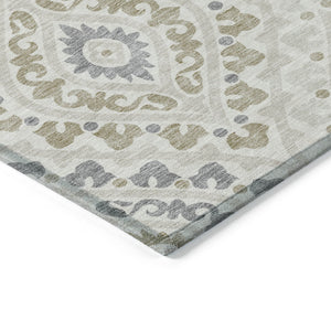 Homeroots 3' Beige Taupe Floral Washable Area Rug - Stylish Indoor Outdoor Design For Versatile Spaces 9' X 12' Polyester 585572