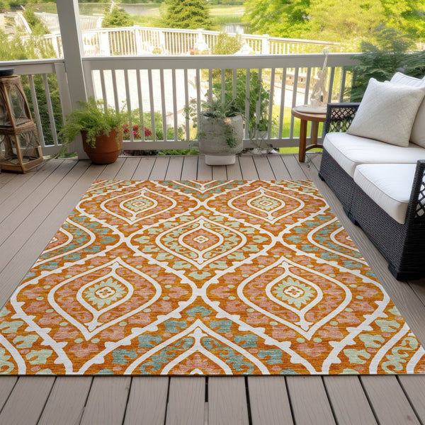 Homeroots 3' Beige Taupe Floral Washable Area Rug - Stylish Indoor Outdoor Design For Versatile Spaces 5' X 8' Polyester 585575