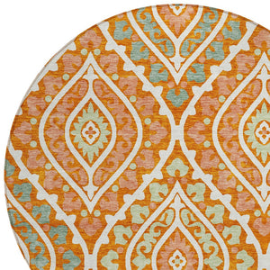 Homeroots 3' Beige Taupe Floral Washable Area Rug - Stylish Indoor Outdoor Design For Versatile Spaces 8' Round Polyester 585576