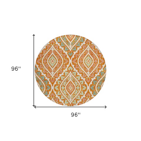 Homeroots 3' Beige Taupe Floral Washable Area Rug - Stylish Indoor Outdoor Design For Versatile Spaces 8' Round Polyester 585576