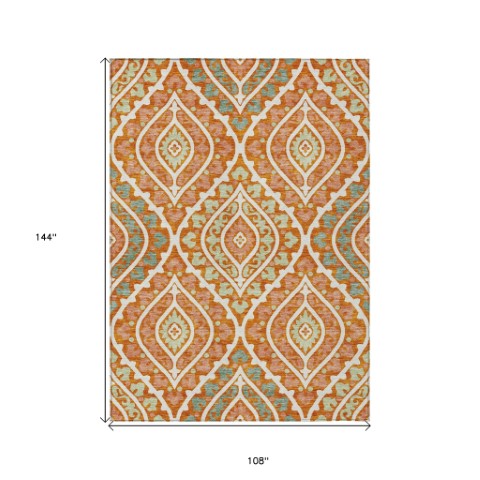 Homeroots 3' Beige Taupe Floral Washable Area Rug - Stylish Indoor Outdoor Design For Versatile Spaces 9' X 12' Polyester 585578