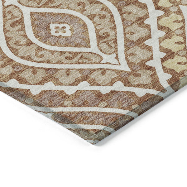 Homeroots 3' Beige Taupe Floral Washable Area Rug - Stylish Indoor Outdoor Design For Versatile Spaces 3' X 5' Polyester 585580