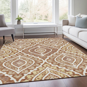Homeroots 3' Beige Taupe Floral Washable Area Rug - Stylish Indoor Outdoor Design For Versatile Spaces 3' X 5' Polyester 585580