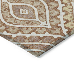 Homeroots 3' Beige Taupe Floral Washable Area Rug - Stylish Indoor Outdoor Design For Versatile Spaces 5' X 8' Polyester 585581