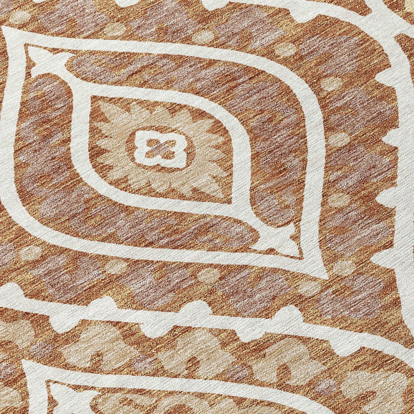 Homeroots 3' Beige Taupe Floral Washable Area Rug - Stylish Indoor Outdoor Design For Versatile Spaces 5' X 8' Polyester 585581