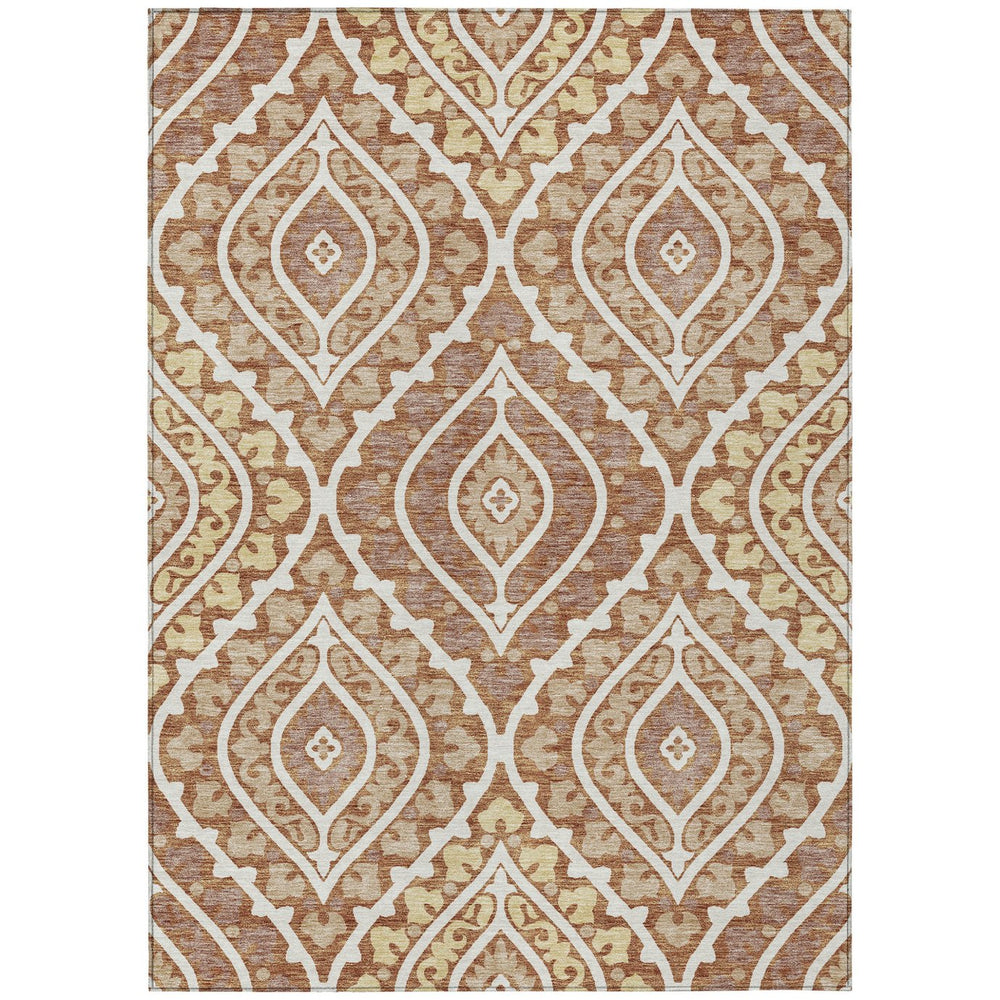 Homeroots 3' Beige Taupe Floral Washable Area Rug - Stylish Indoor Outdoor Design For Versatile Spaces 9' X 12' Polyester 585584