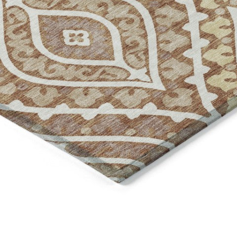 Homeroots 3' Beige Taupe Floral Washable Area Rug - Stylish Indoor Outdoor Design For Versatile Spaces 9' X 12' Polyester 585584